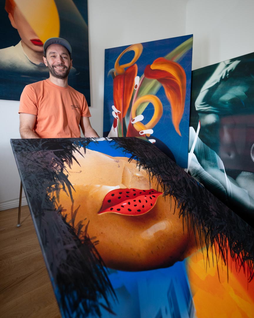 The artist with new works.