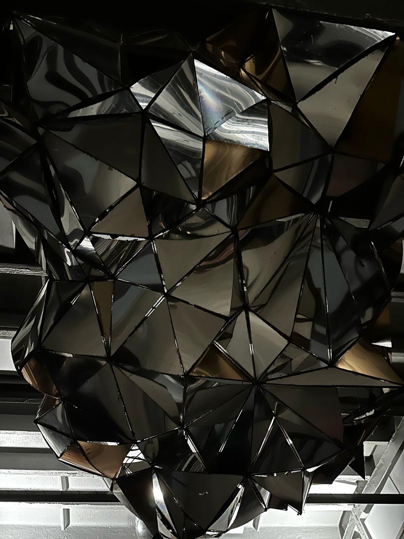 Mirror sculpture ceiling installation.